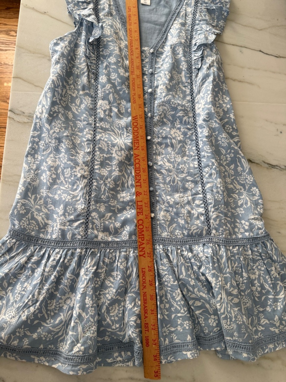 Lucky Brand Blue Floral Sleeveless V-Neck Button Dress - Picture 6 of 7